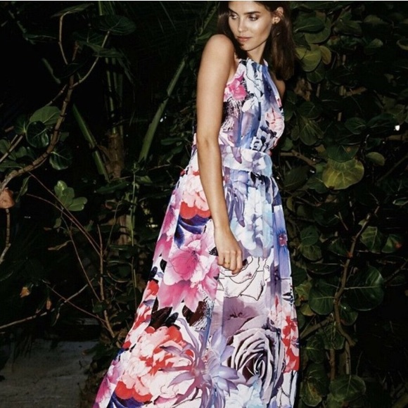 Eliza J Dresses & Skirts - Eliza J Floral Chiffon Halter Maxi Dress✨🌷